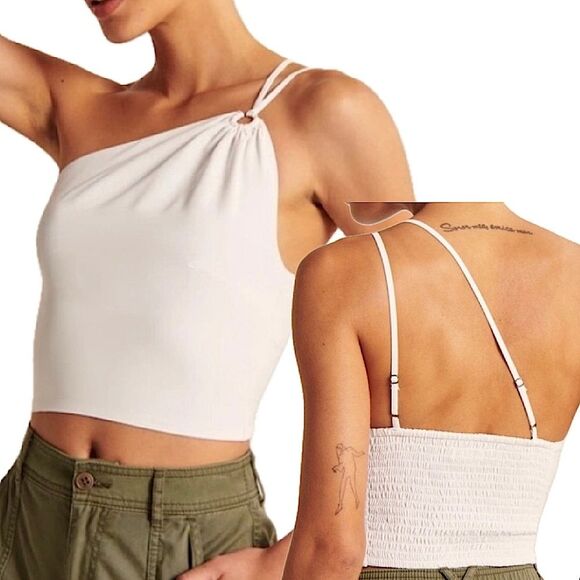 Abercrombie & Fitch Tops - Abercrombie & Fitch White One-Shoulder Smocked Top Size Large
